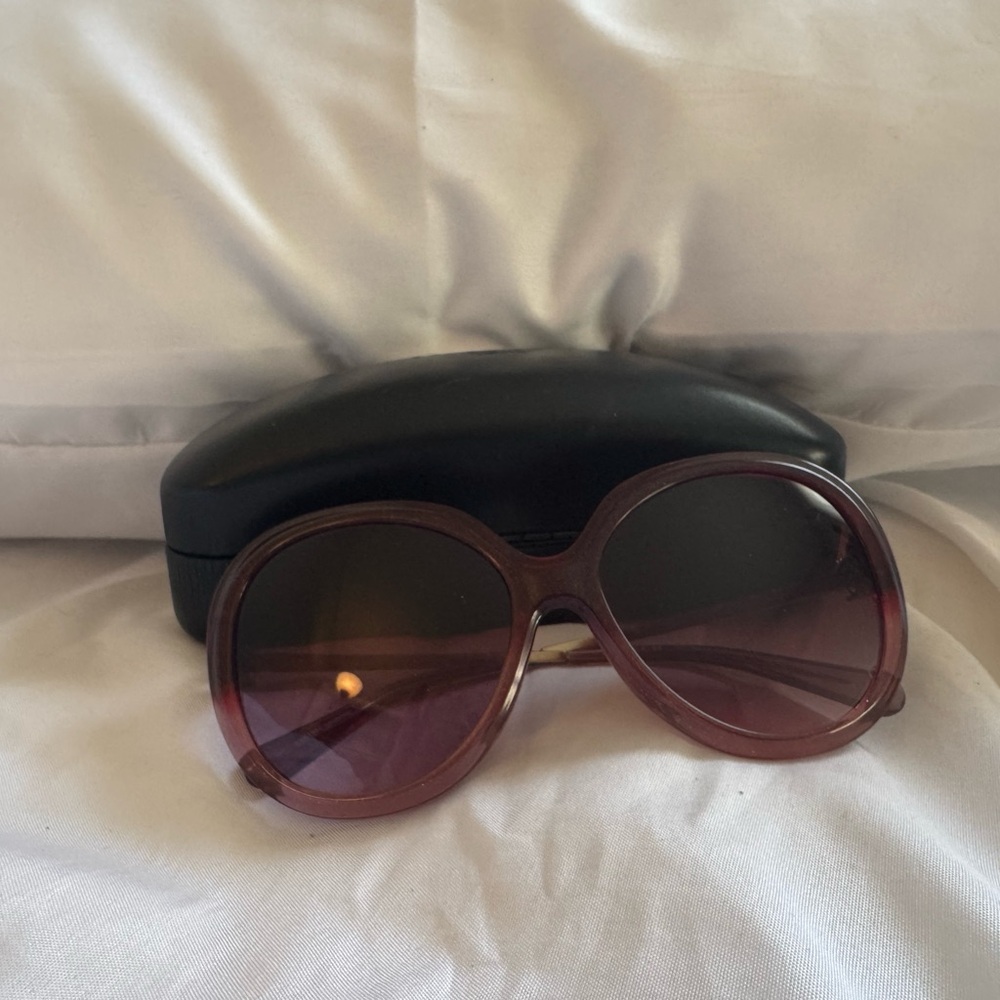Coach Transparent Burgundy Oversized Sunglasses with Black Case